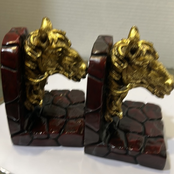 Vtg pair cbk Ltd ceramic horse heads bookends - Picture 4 of 6